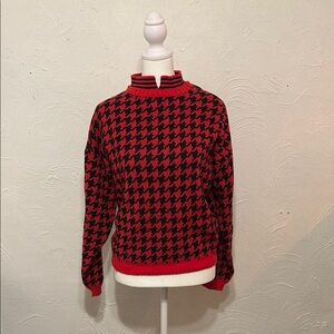 Vintage Red and Black Houndstooth Sweater